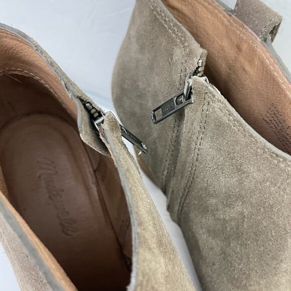 Madewell Billie Beige Suede Block Heel Ankle Boots Size 9.5 - Picture 4 of 8